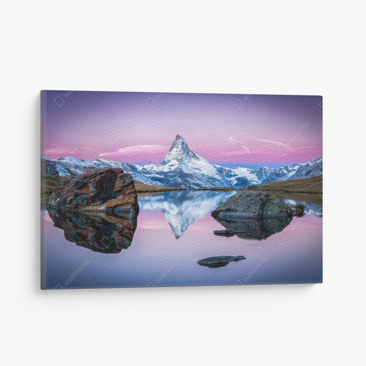 Leinwandbild majestätischer alpenberg gespiegelt im ruhigen see – Wallnifity®