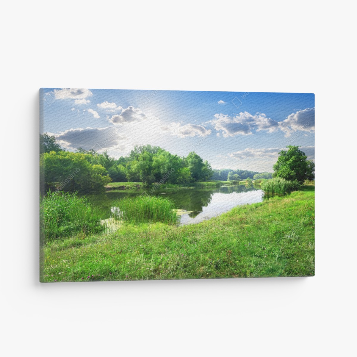 Leinwandbild sonnige wiese am fluss – Wallnifity®