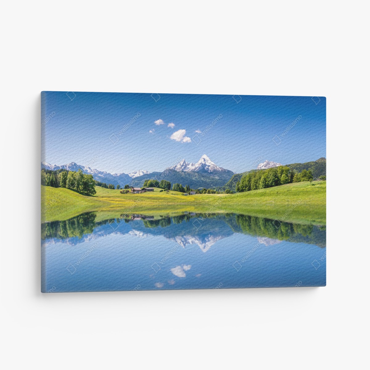 Leinwandbild alpenpanorama mit spiegelung im see – Wallnifity®