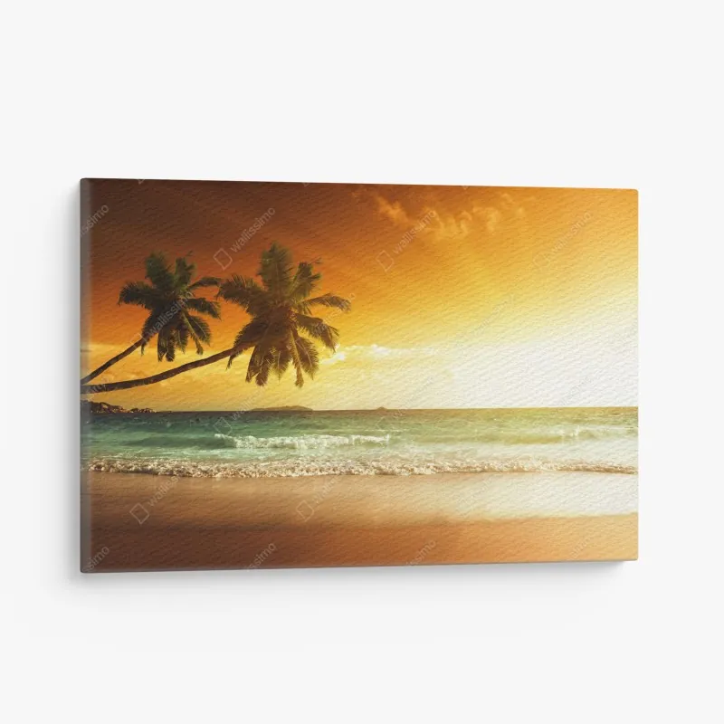 Leinwandbild tropischer sonnenuntergang am strand