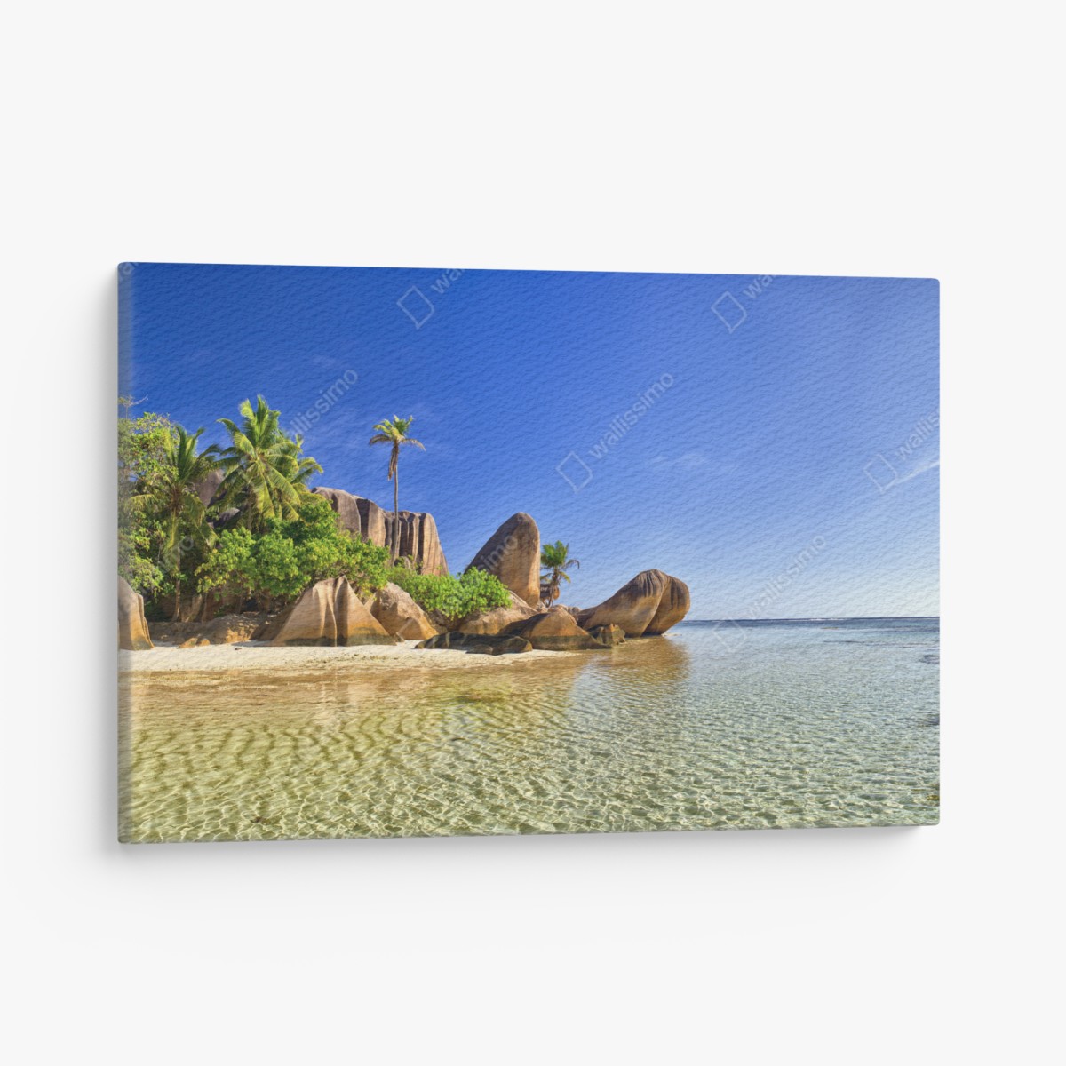 Leinwandbild tropischer strand mit granitfelsen und klarem wasser – Wallnifity®