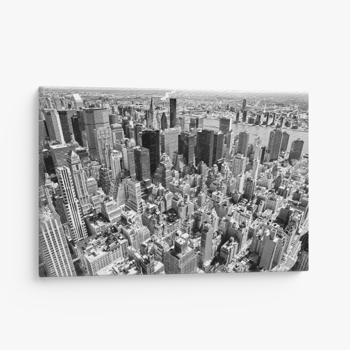 Leinwandbild luftaufnahme der skyline von Manhattan in schwarzweiß – Wallnifity®