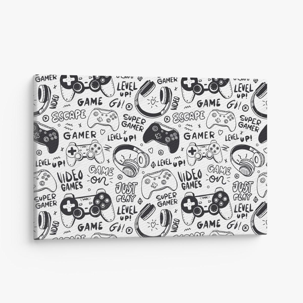 Leinwandbild doodle-muster mit videospiel-controllern – Wallnifity®