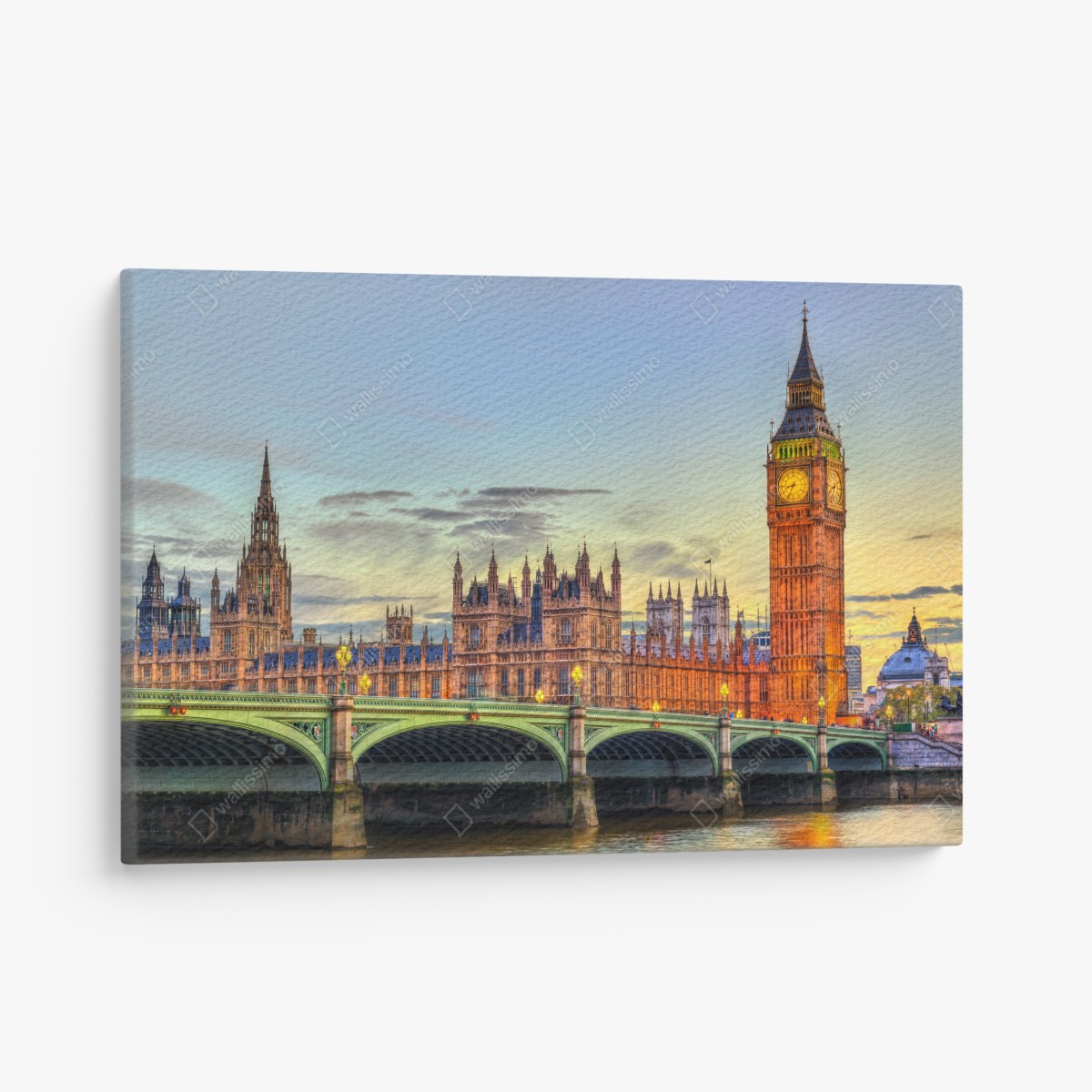 Leinwandbild sonnenuntergang über London: Big Ben und der Westminster-Palast – Wallnifity®