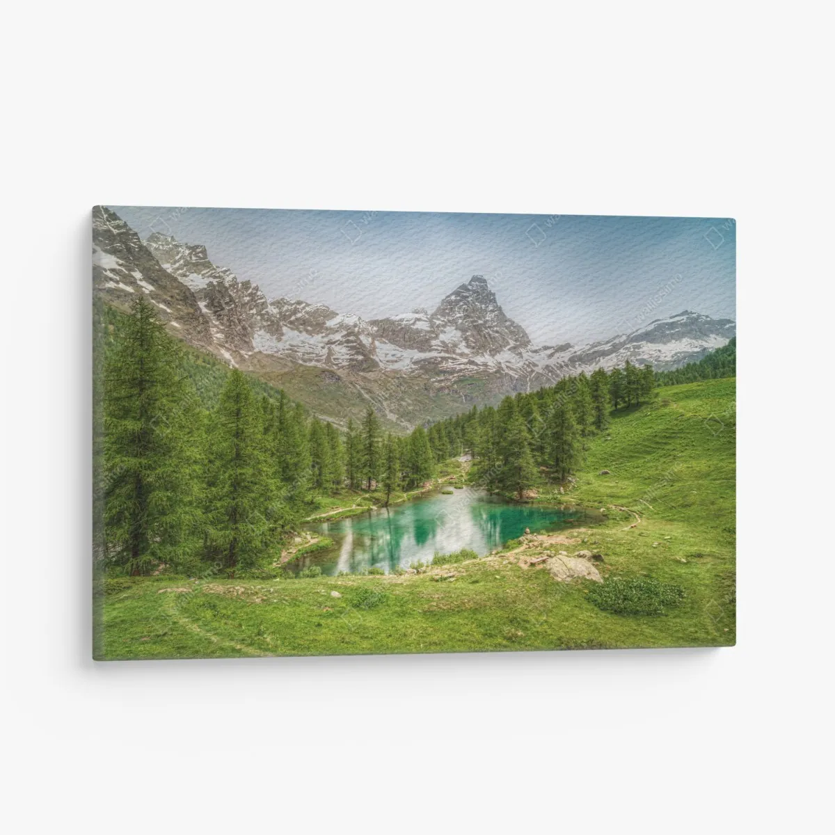 Leinwandbild türkisfarbener alpensee bei Cervinia – Wallnifity®