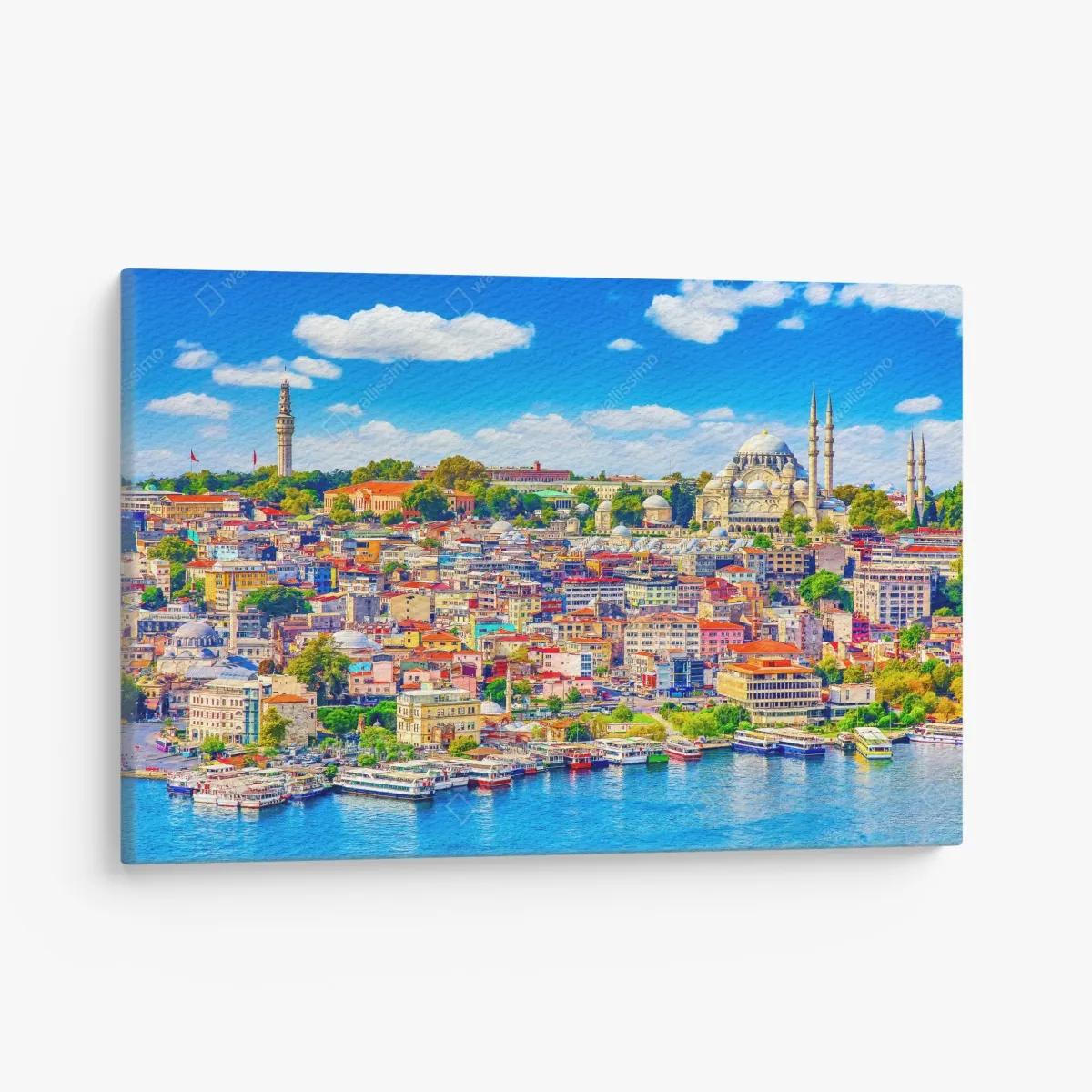 Leinwandbild lebendige Skyline von Istanbul über dem Bosporus – Wallnifity®