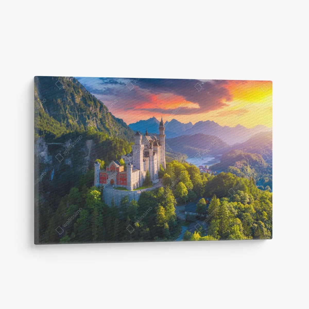 Leinwandbild schloss Neuschwanstein bei sonnenuntergang – Wallnifity®