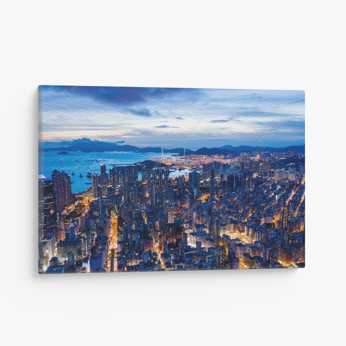 Leinwandbild Hongkong skyline über Mong Kok bei dämmerung – Wallnifity®