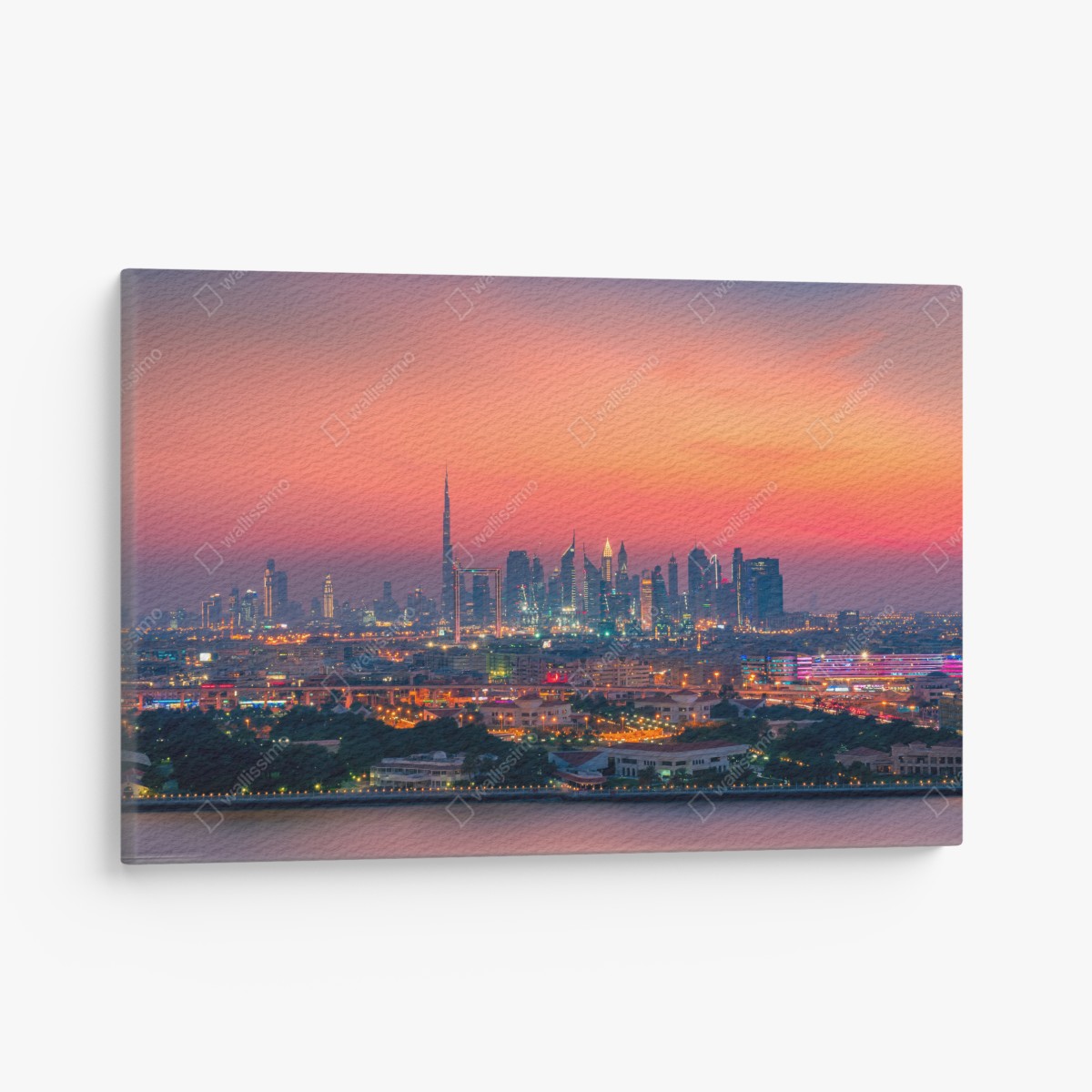Leinwandbild Dubai skyline bei sonnenuntergang – Wallnifity®