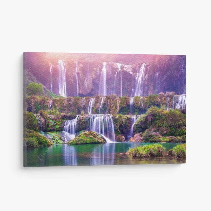 Leinwandbild lebhafte türkis und limetten aquarellspritzer – Wallnifity®