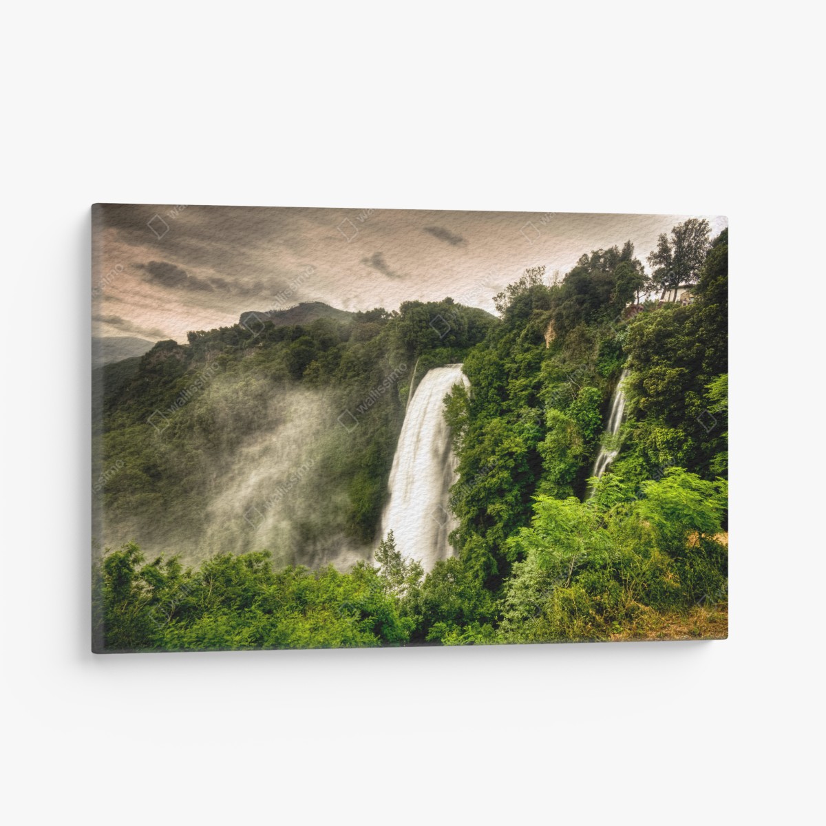 Leinwandbild Marmore wasserfall in Umbrien: neblige grüne landschaft – Wallnifity®