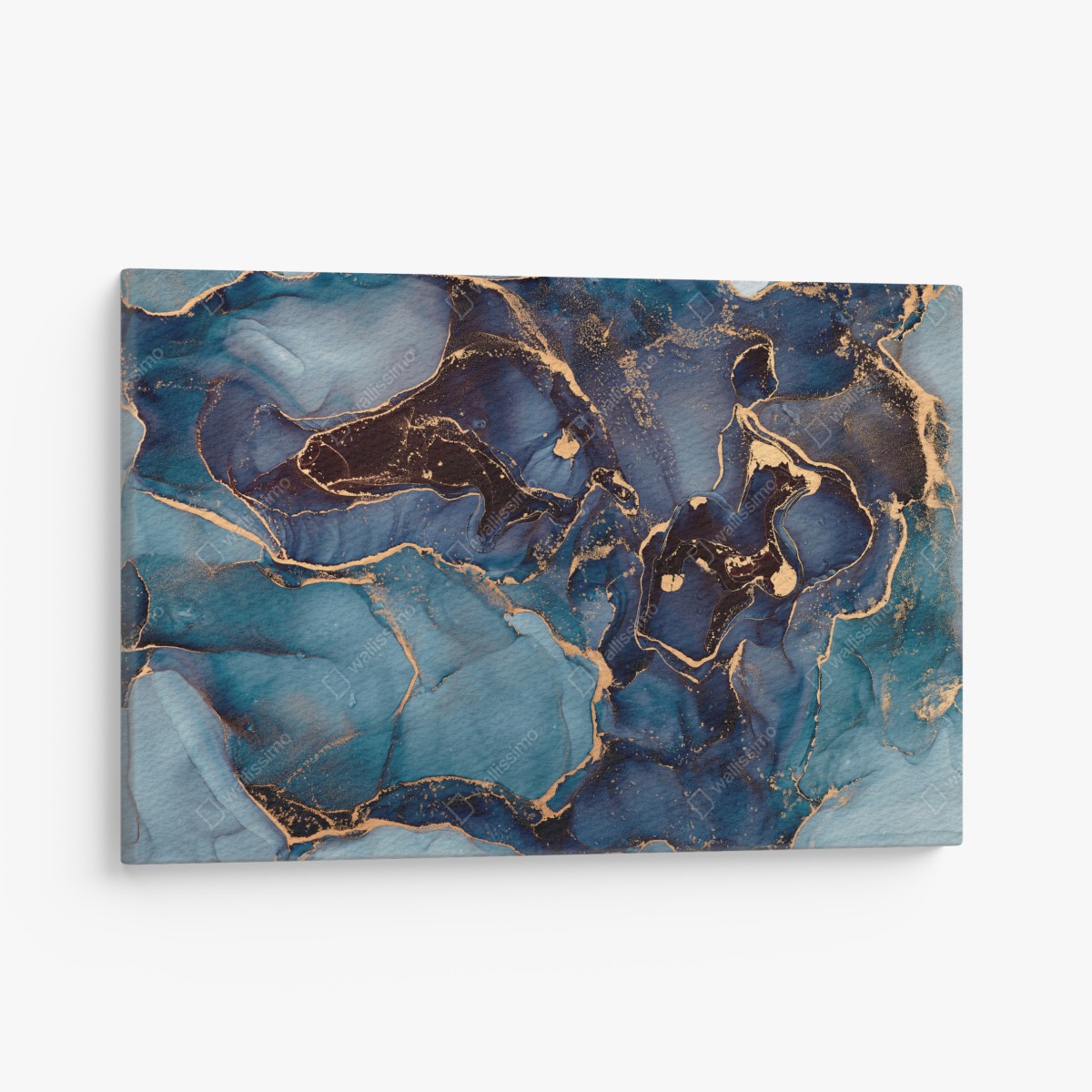Leinwandbild tiefes ozeanblau mit goldadern – Wallnifity®