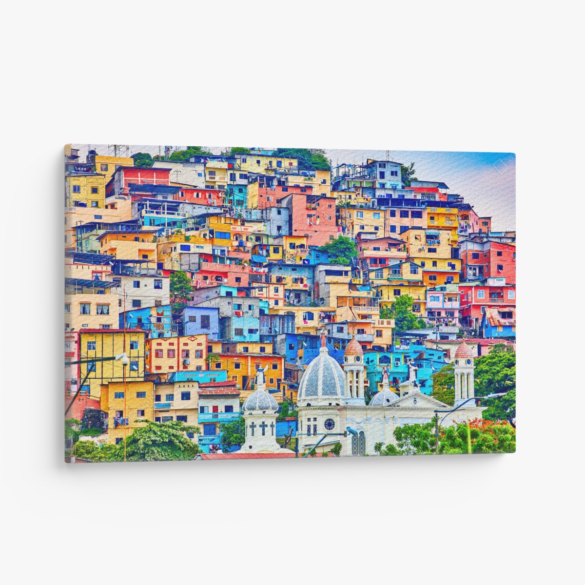 Leinwandbild bunte häuser von Las Peñas am Santa Ana hügel, Guayaquil – Wallnifity®