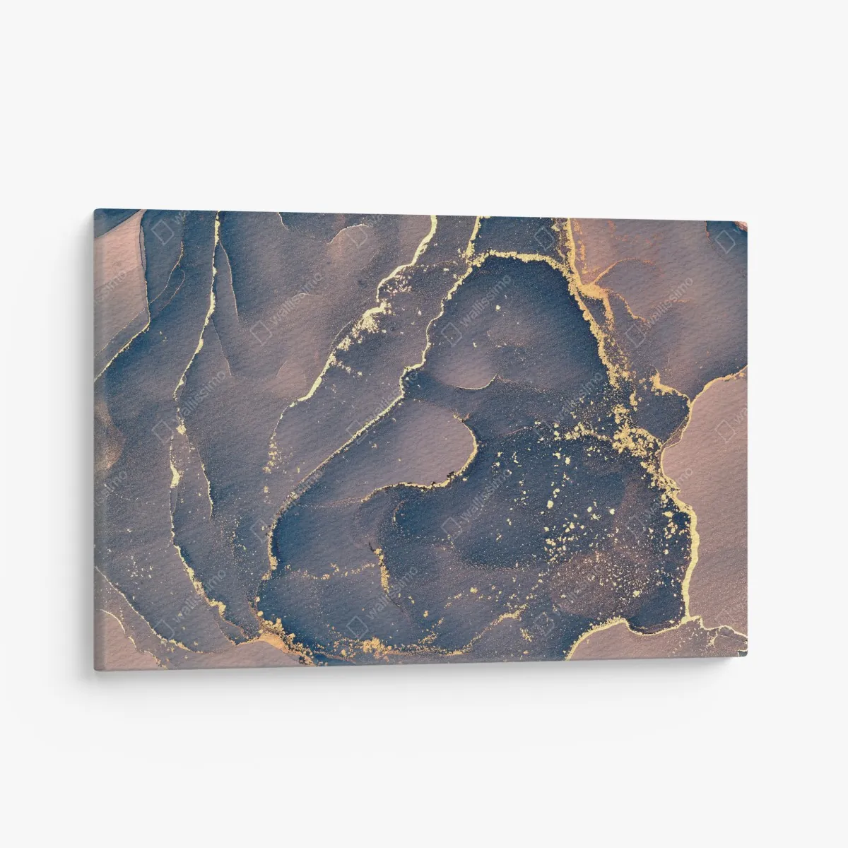 Leinwandbild marineblau-goldene marmorabstraktion – Wallnifity®