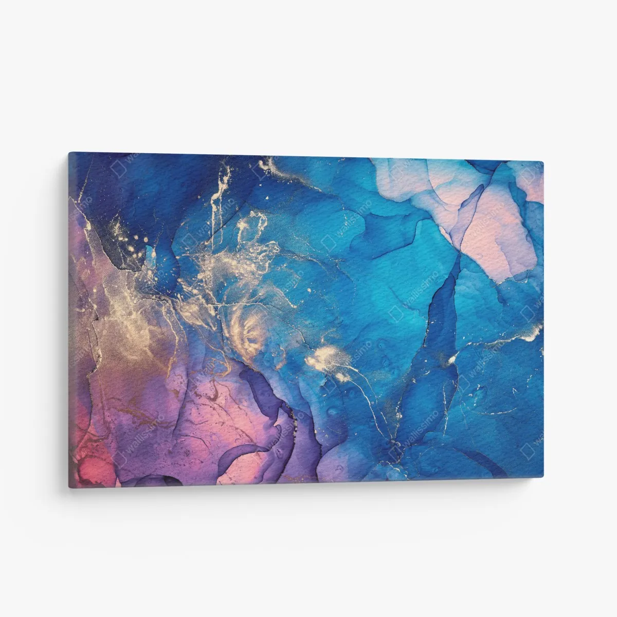 Leinwandbild blaue marmorierte alkoholtinten abstraktion – Wallnifity®