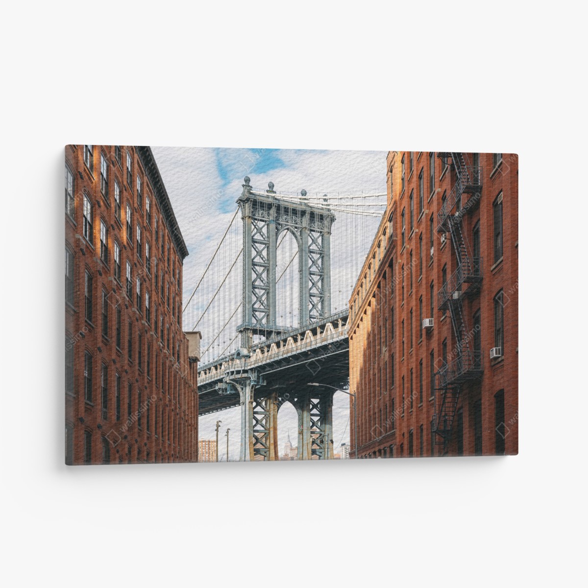 Leinwandbild Brooklyn brücke eingerahmt von backsteingebäuden – Wallnifity®