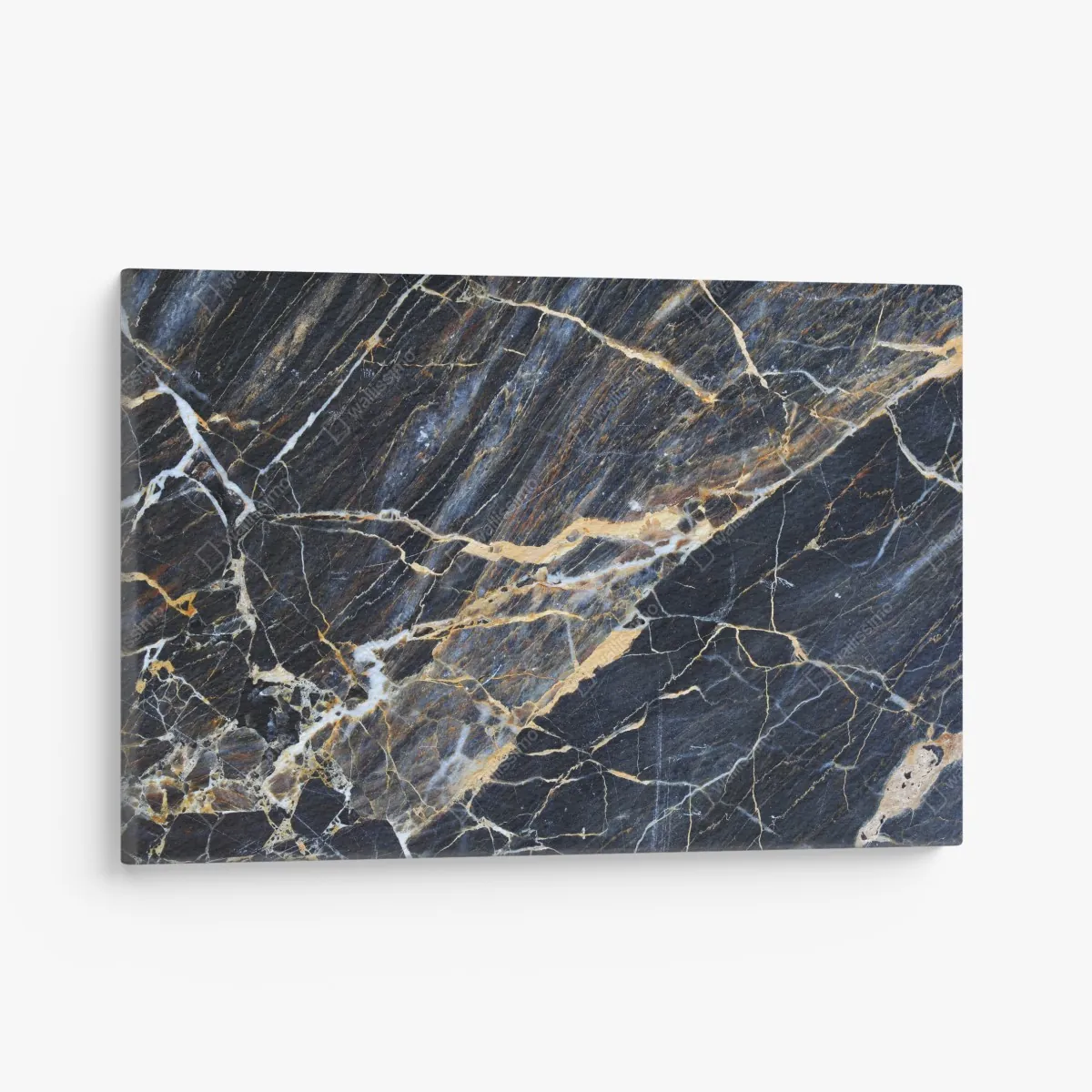 Leinwandbild dunkler marmor mit goldenen und cremefarbenen adern – Wallnifity®