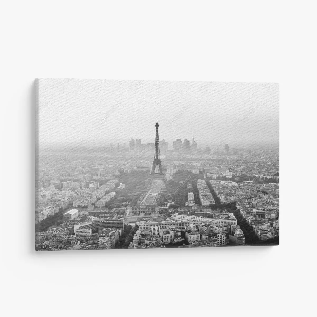 Leinwandbild elegante Eiffelturm luftaufnahme in graustufen – Wallnifity®