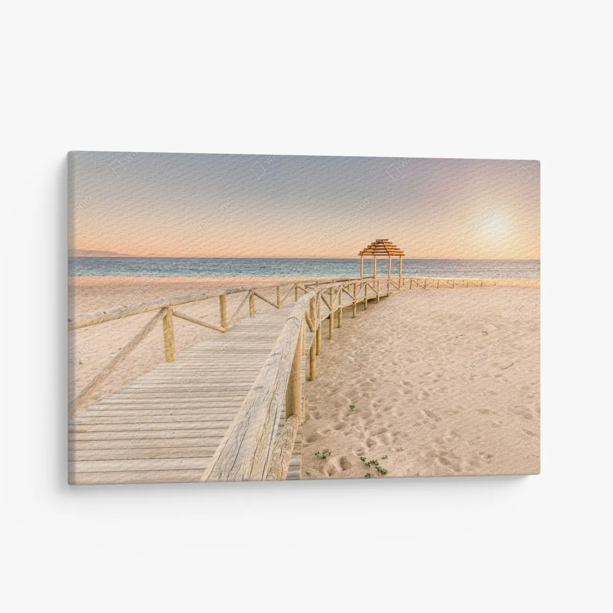 Leinwandbild hölzerner steg zum strand von Trafalgar bei sonnenuntergang – Wallnifity®