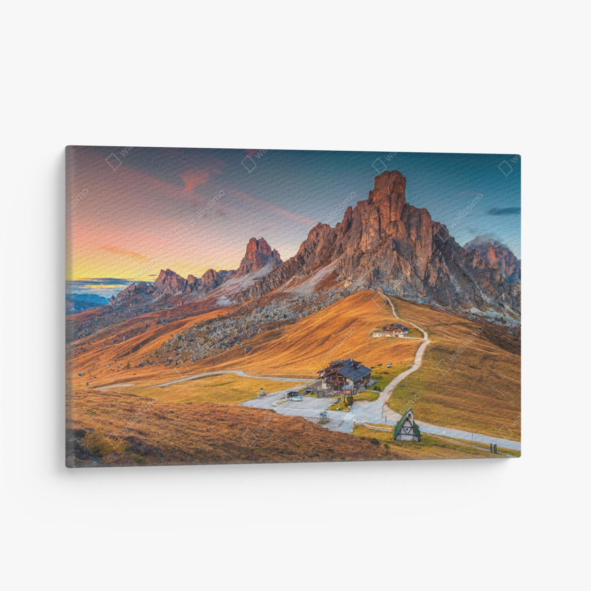 Leinwandbild sonnenuntergang über Passo Giau, Dolomiten – Wallnifity®