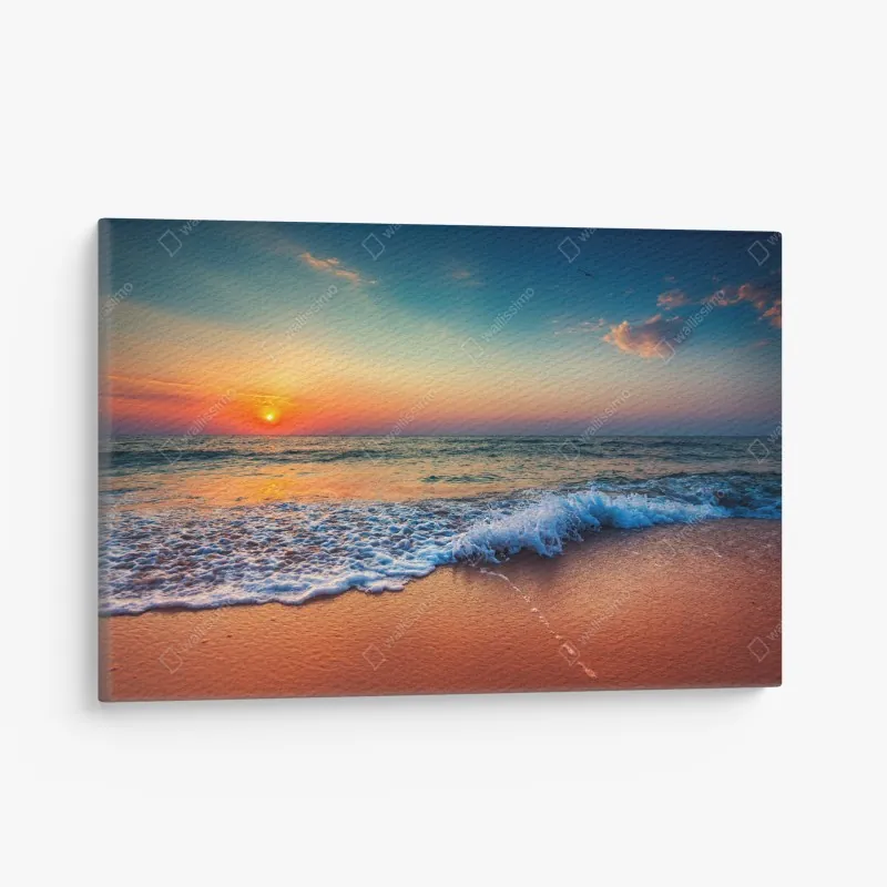 Leinwandbild pastelliger sonnenuntergang über ruhigem meer – Wallnifity®