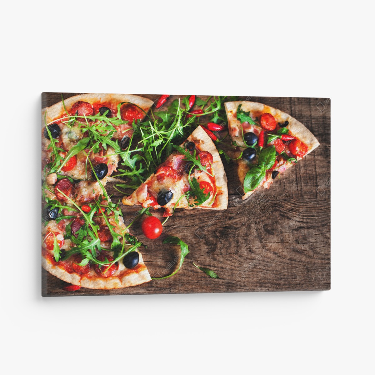Leinwandbild heiße pepperoni-pizza nahaufnahme – Wallnifity®