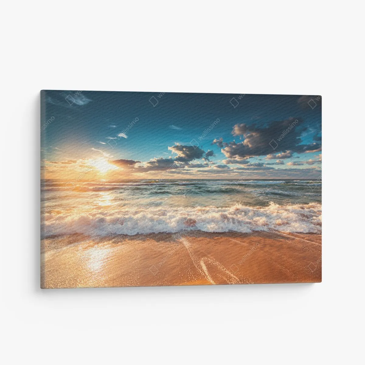 Leinwandbild goldener sonnenaufgang über der meeresküste – Wallnifity®