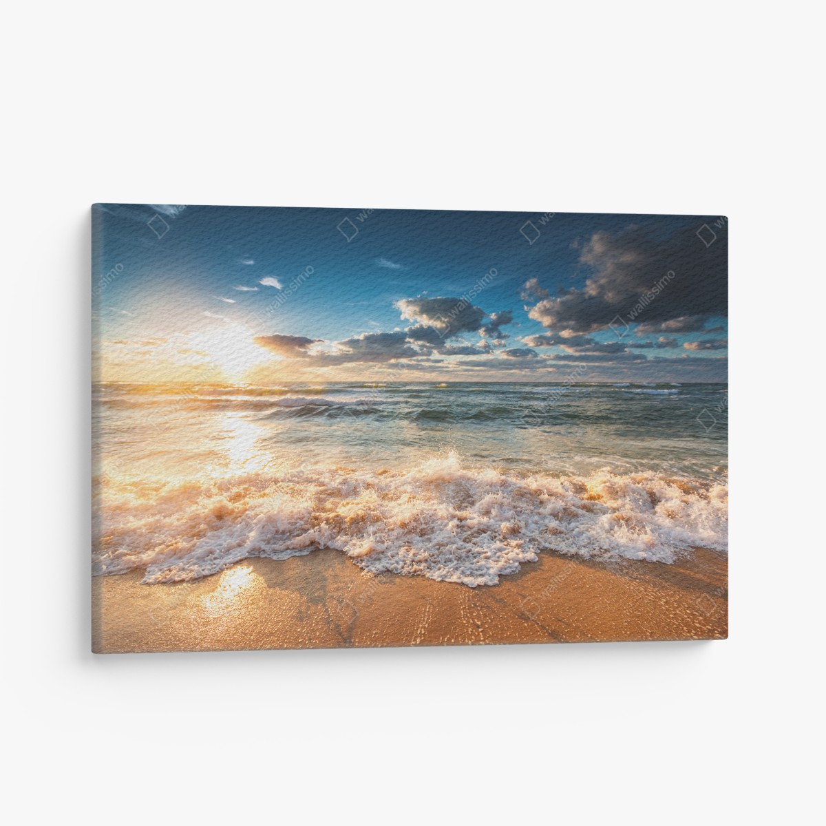 Leinwandbild goldener sonnenaufgang über dem meer – Wallnifity®
