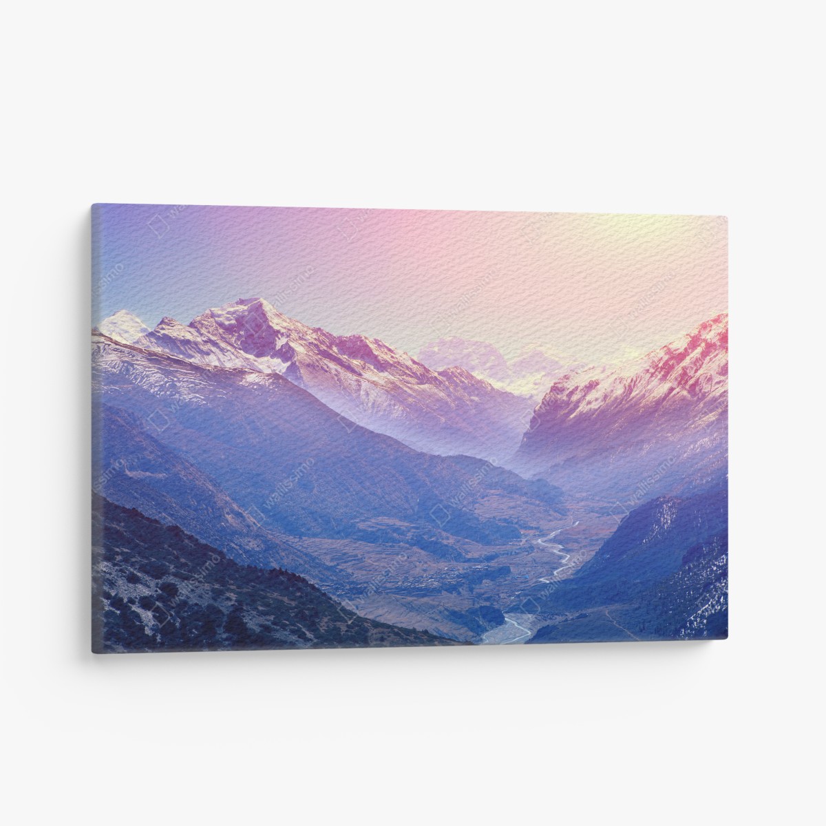 Leinwandbild pastelliges bergtal bei sonnenaufgang – Wallnifity®