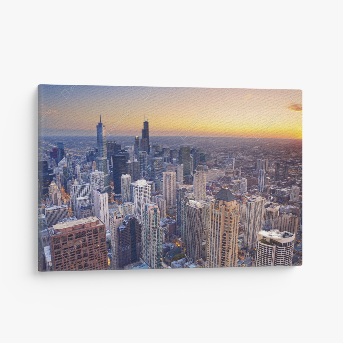 Leinwandbild stadtpanorama bei sonnenuntergang – Wallnifity®