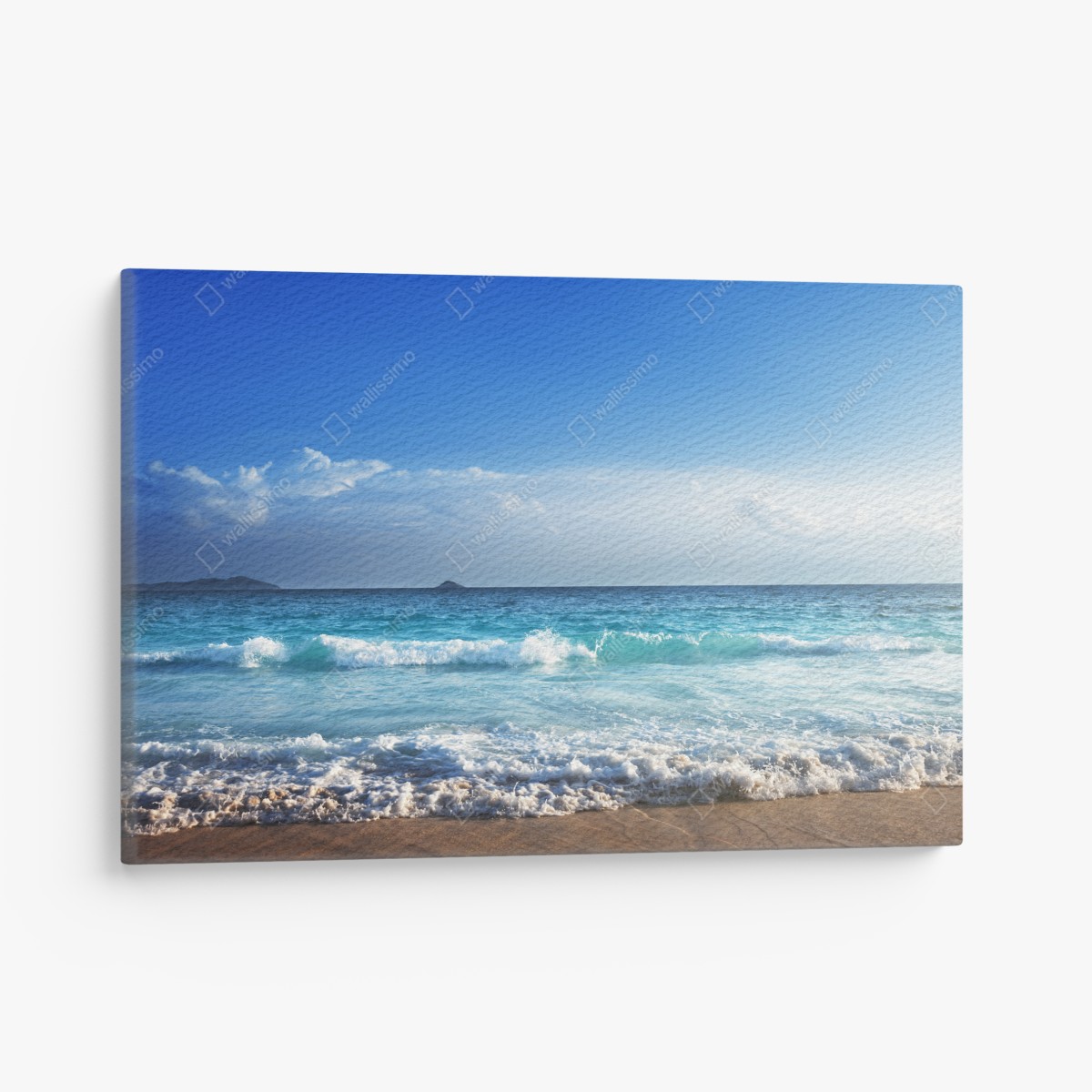 Leinwandbild tropischer strand auf den Seychellen bei sonnenuntergang – Wallnifity®
