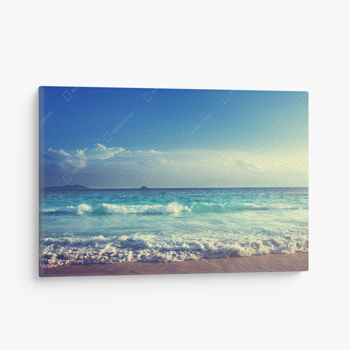 Leinwandbild strand auf den Seychellen bei sonnenuntergang – Wallnifity®