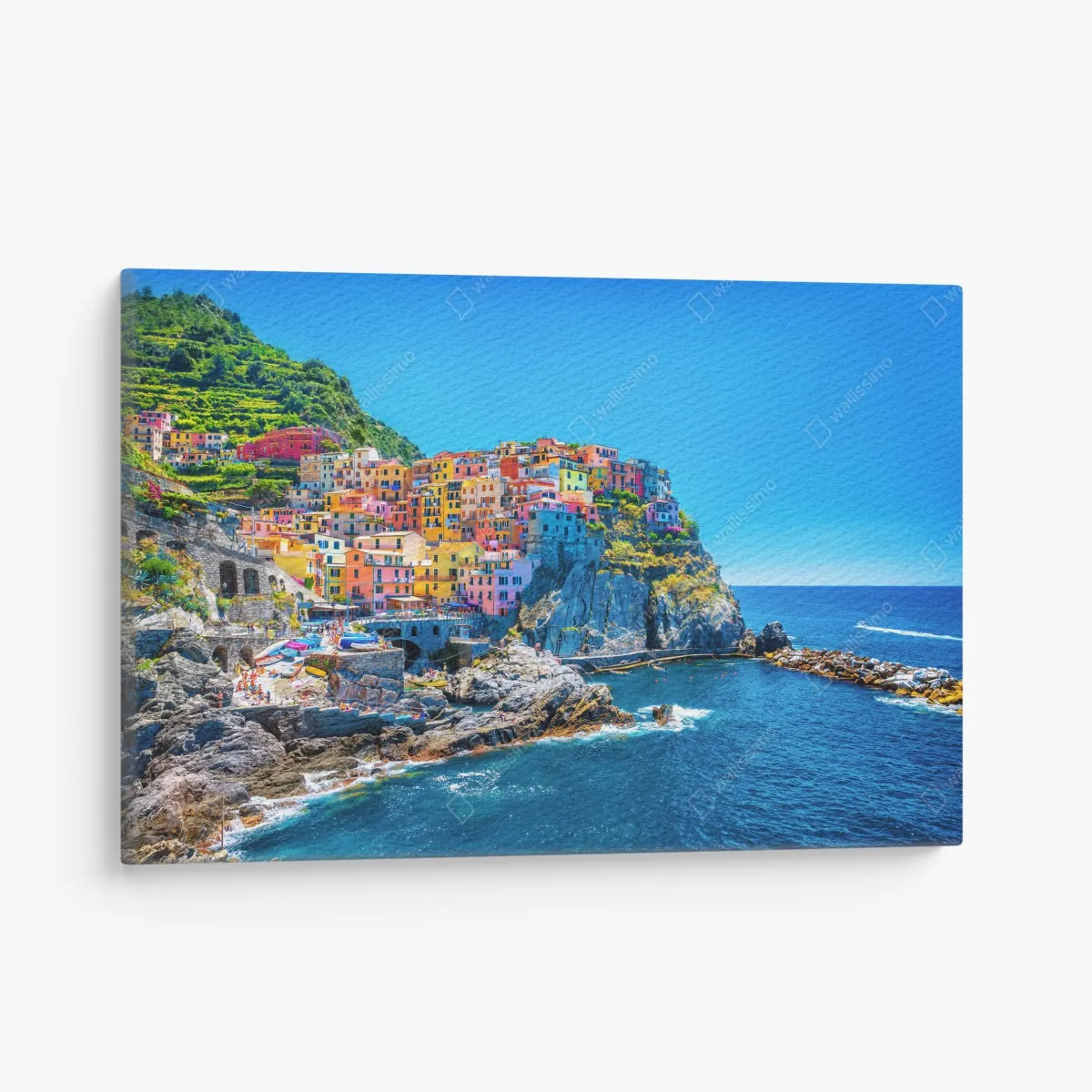 Leinwandbild farbenfrohes dorf am klippenmeer – Wallnifity®