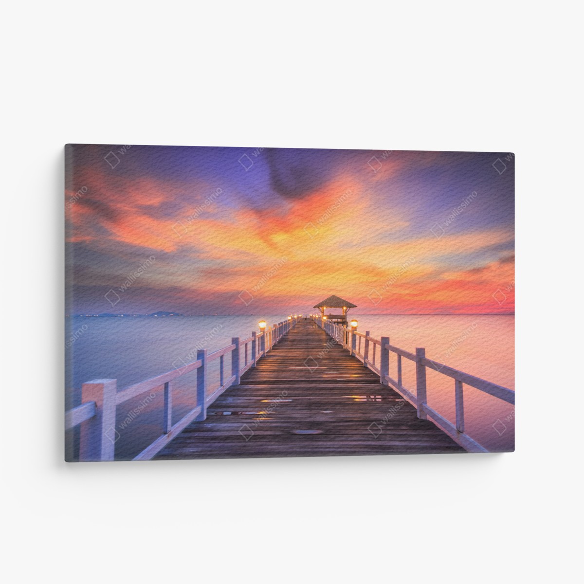 Leinwandbild holzsteg im sonnenaufgang – Wallnifity®