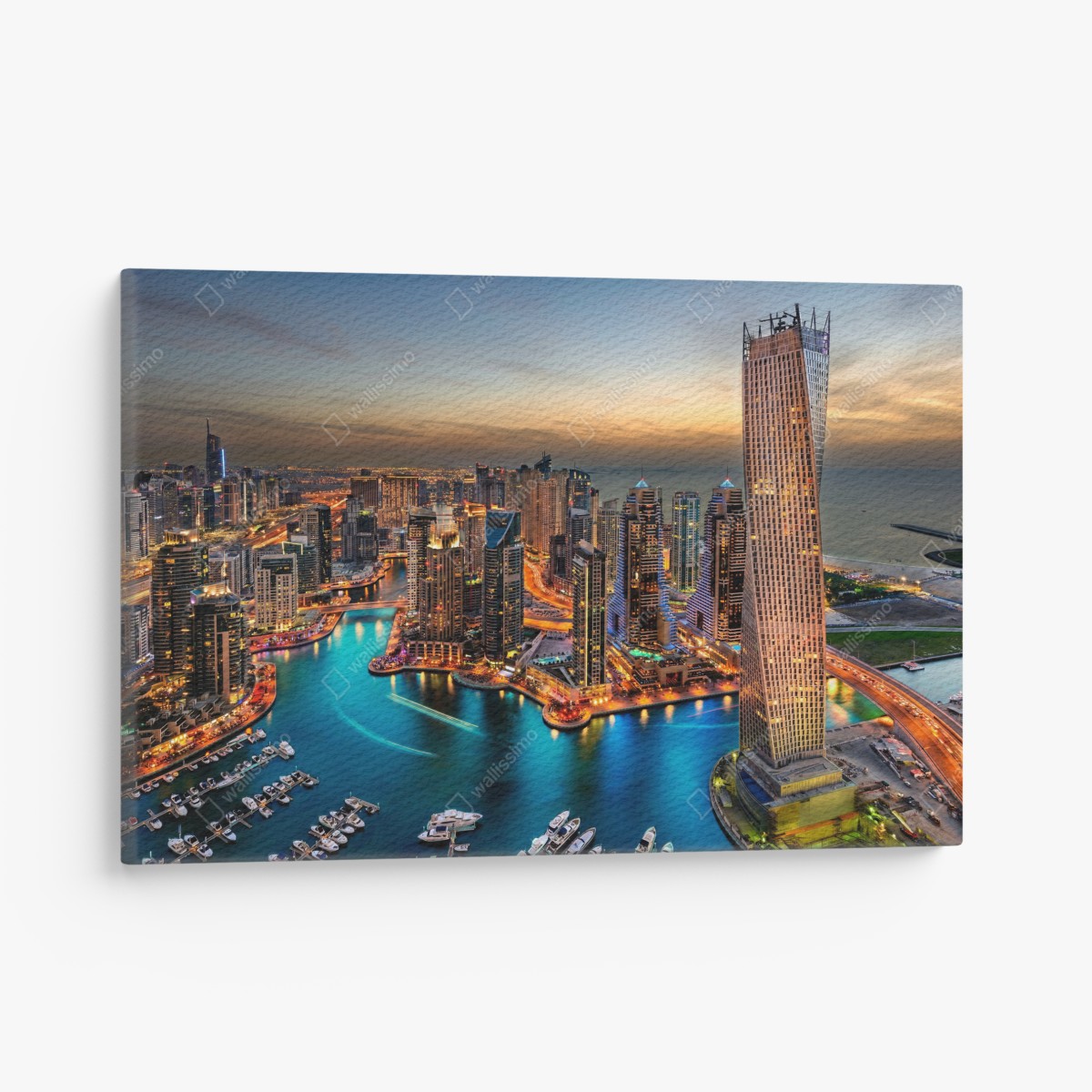 Leinwandbild Dubai marina skyline bei dämmerung – Wallnifity®