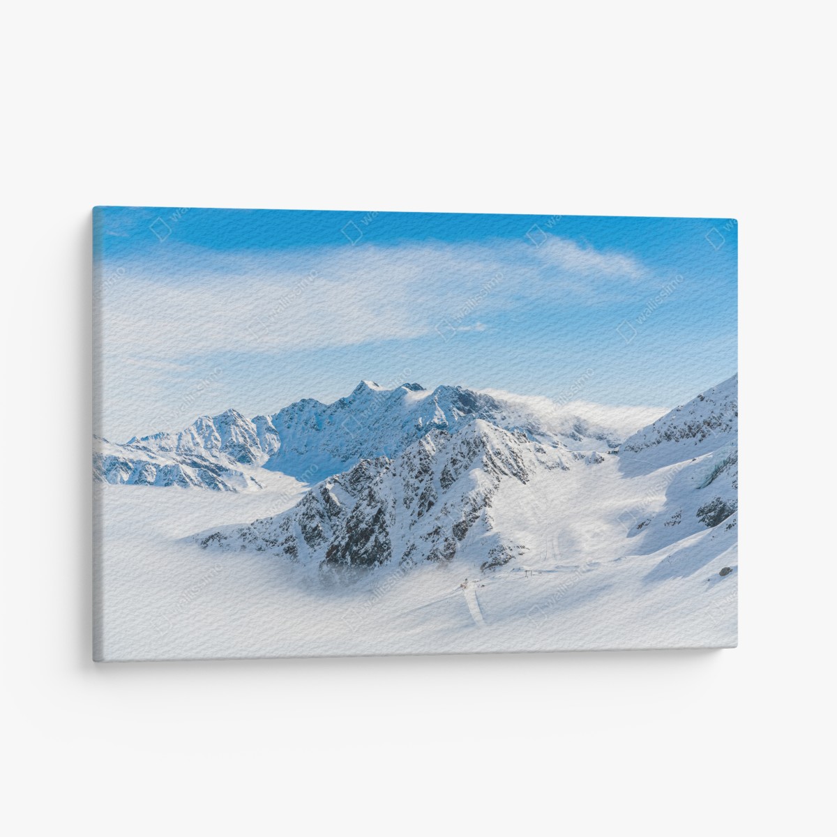 Leinwandbild panorama des Kaunertal gletschers über verschneiten gipfeln – Wallnifity®