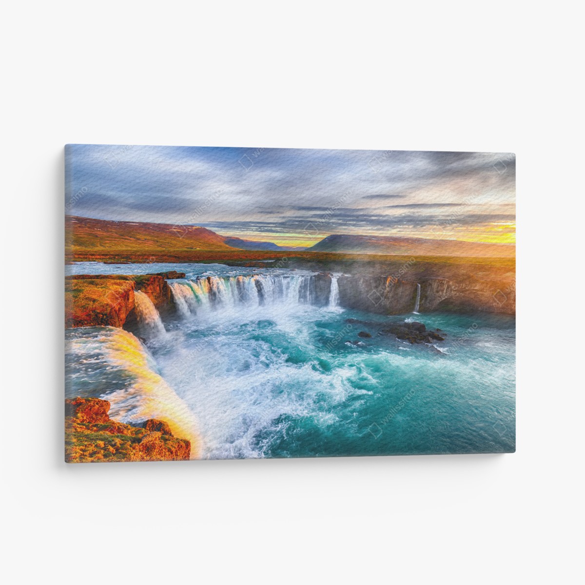 Leinwandbild Godafoss wasserfall bei sonnenaufgang – Wallnifity®