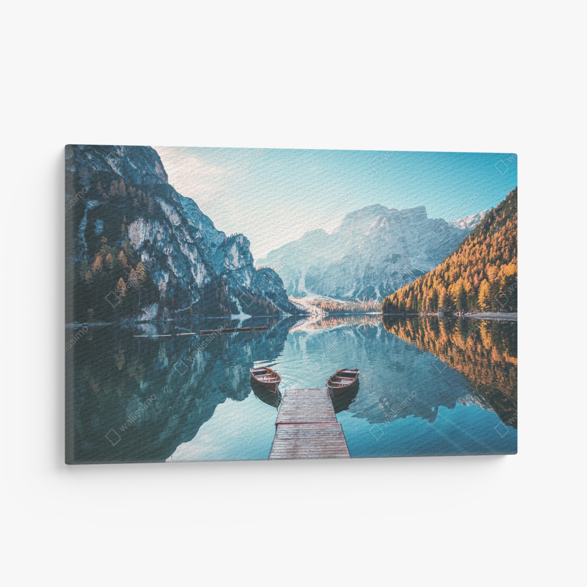 Leinwandbild ruhiger morgen am Pragser Wildsee, Dolomiten – Wallnifity®