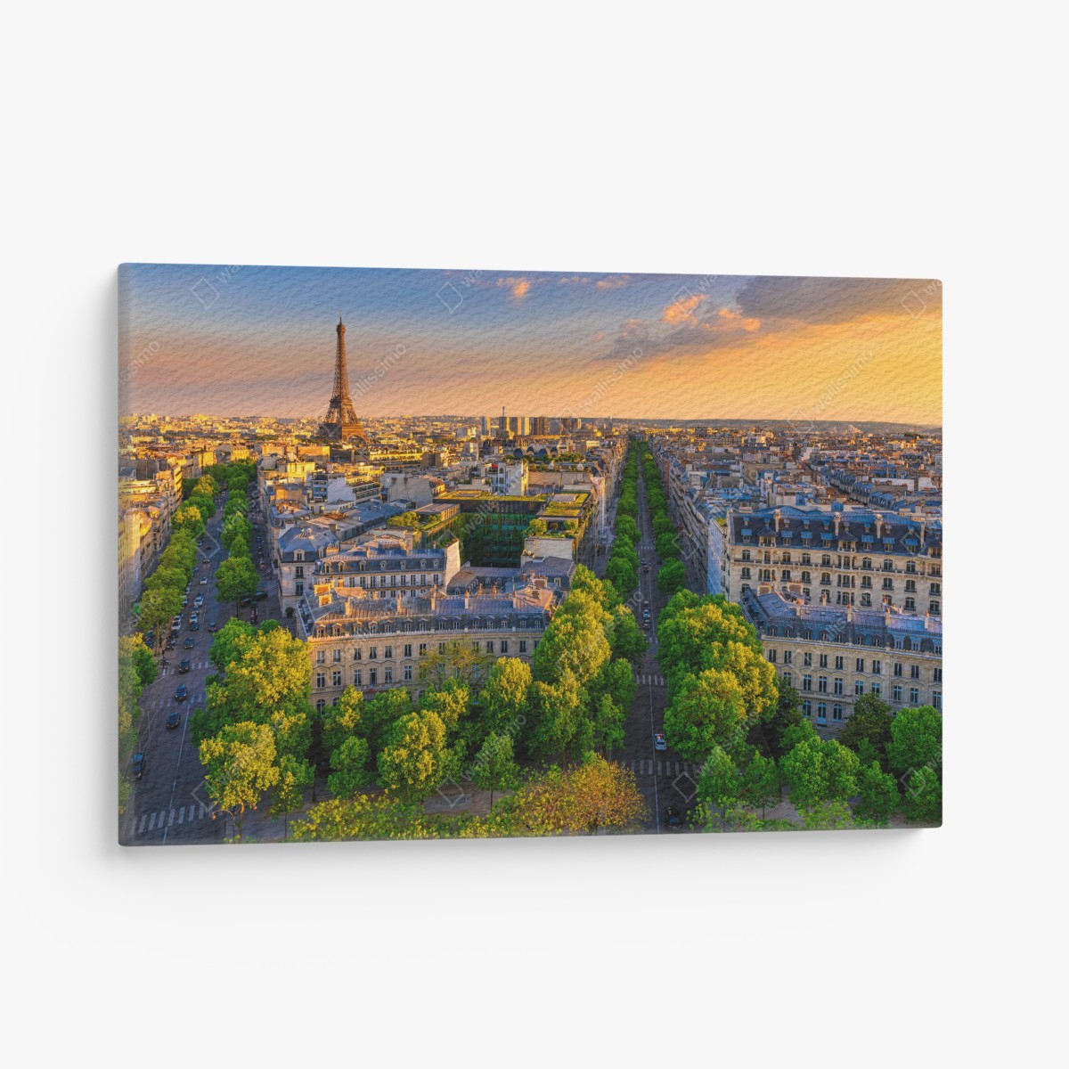 Leinwandbild sonnenuntergang über Paris mit Eiffelturm – Wallnifity®