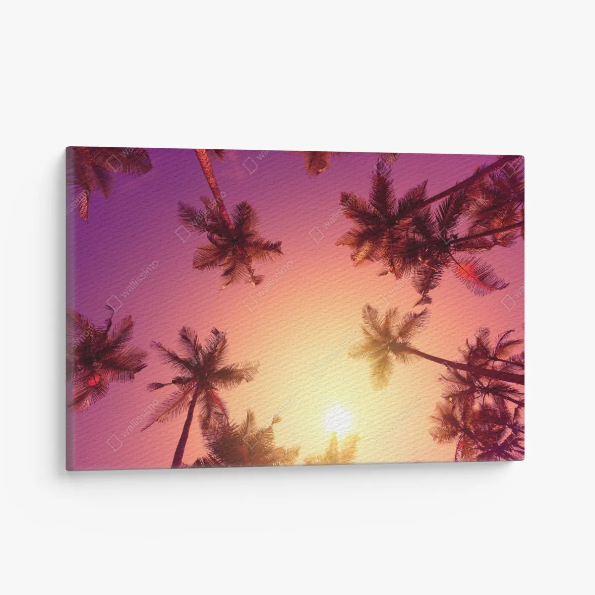 Leinwandbild tropischer sonnenuntergang mit palmen-silhouetten – Wallnifity®