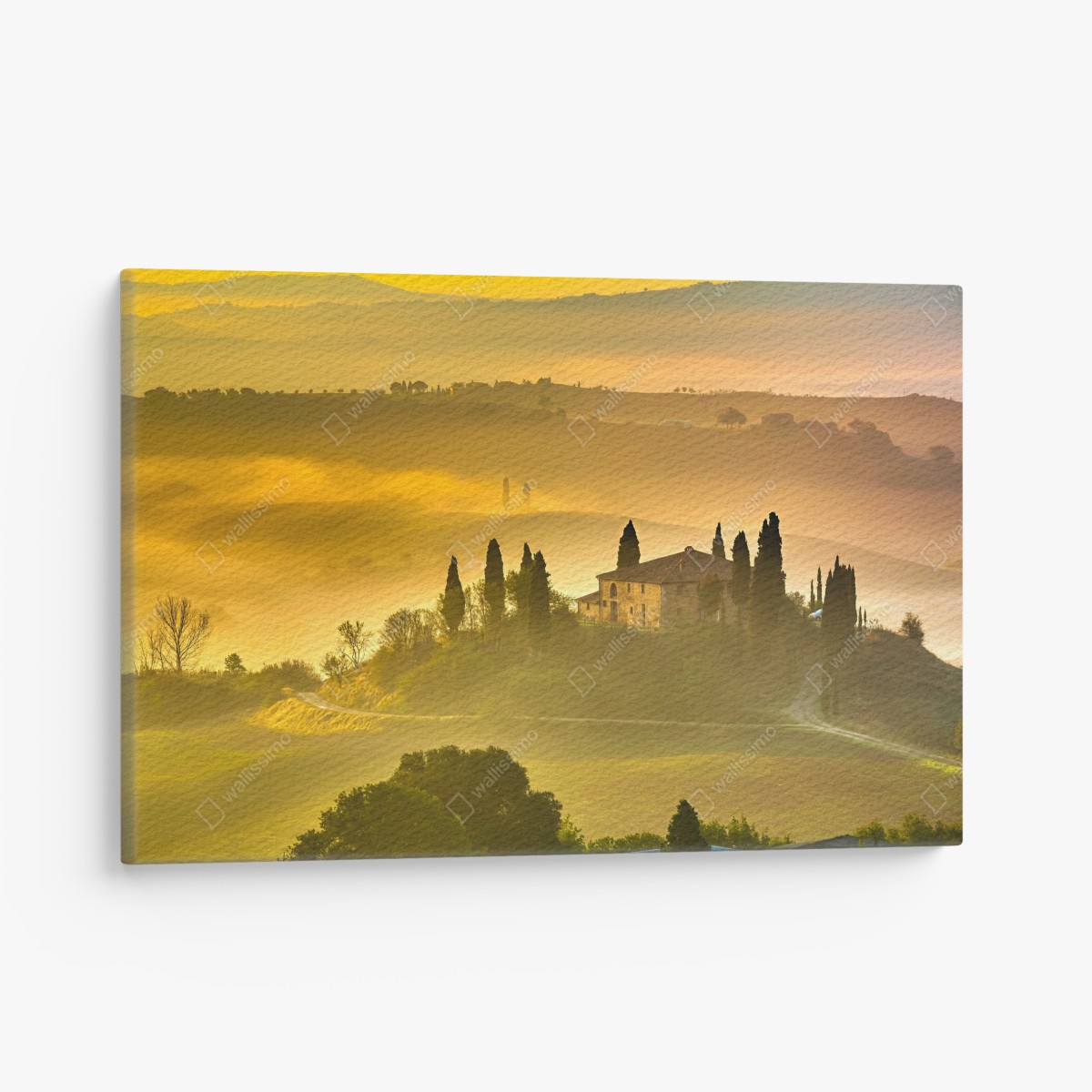 Leinwandbild Toskana bei sonnenaufgang über goldenen hügeln – Wallnifity®