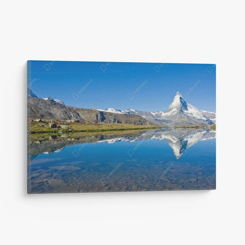 Leinwandbild alpenberg spiegelung über stillem see