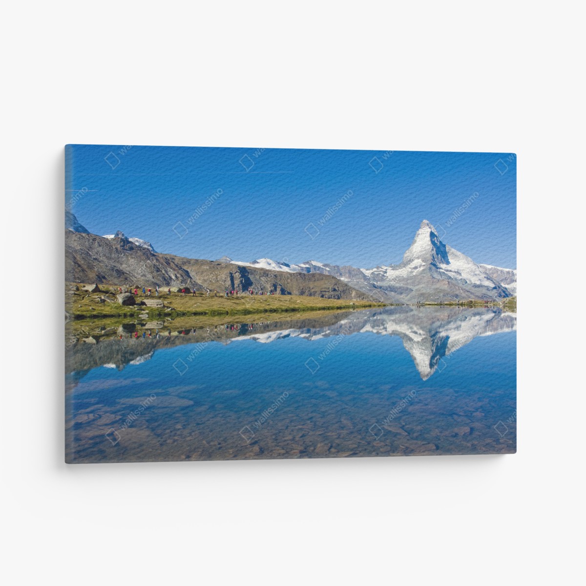 Leinwandbild alpenberg spiegelung über stillem see – Wallnifity®