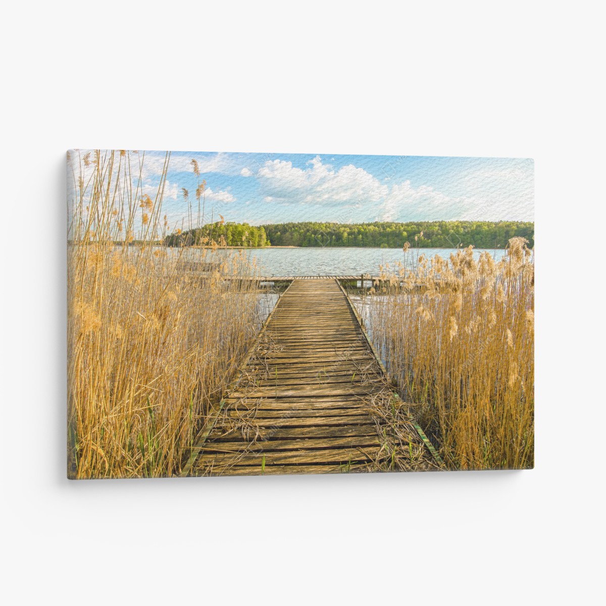 Leinwandbild hölzerner steg zum ruhigen see – Wallnifity®