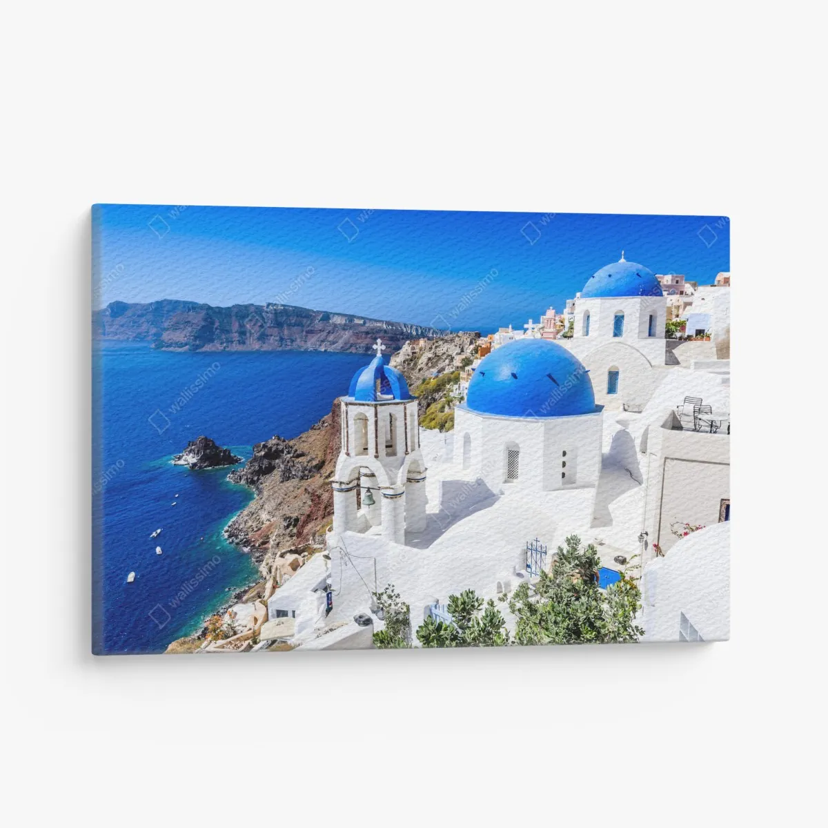 Leinwandbild Santorini blaue kuppeln über der kaldera – Wallnifity®