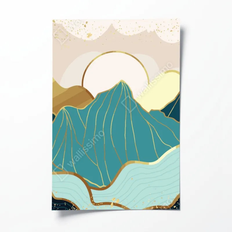 Poster leuchtendes verlauf-wellenmuster – Wallnifity®