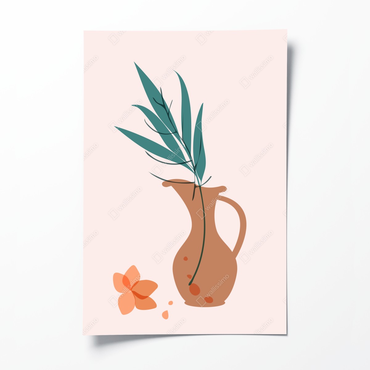 Poster pastell botanische vase mit blättern – Wallnifity®
