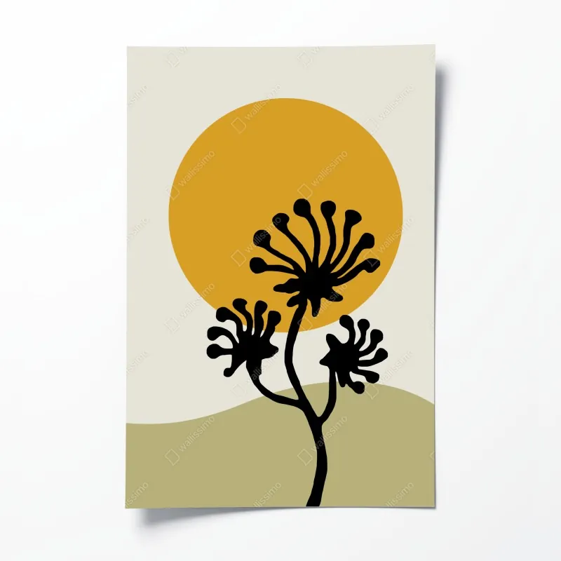 Poster braunes pferd im gelben rapsfeld – Wallnifity®