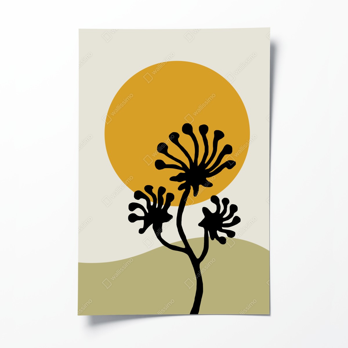 Poster minimalistische botanische silhouette mit sonne – Wallnifity®