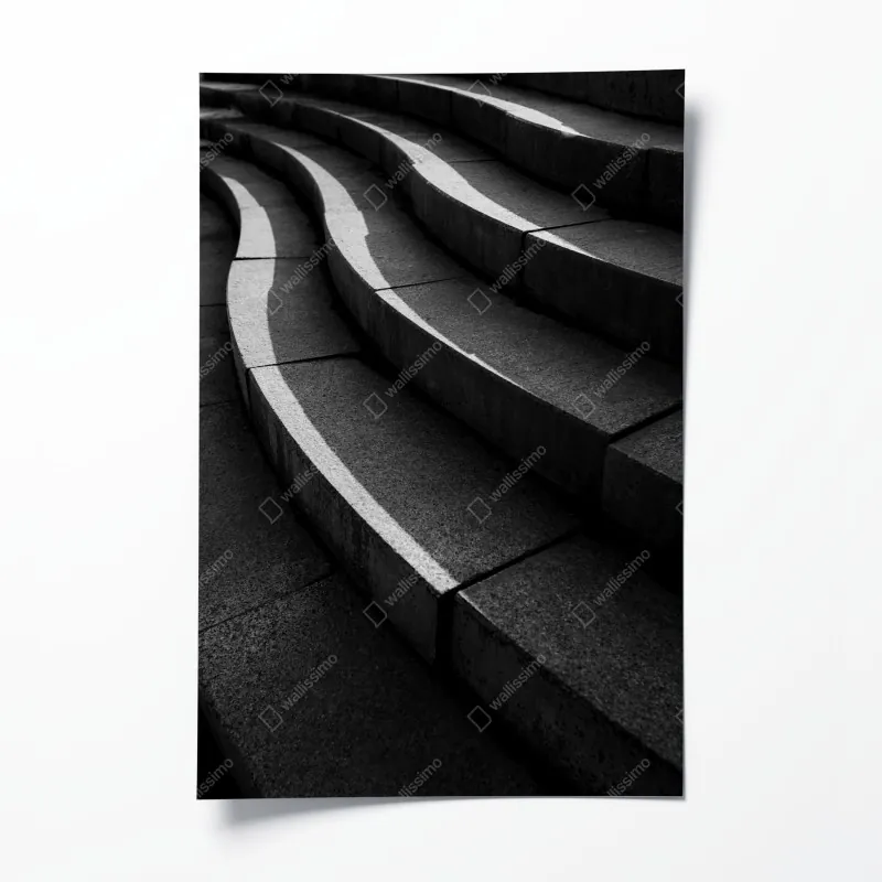 Poster leuchtende lila-blaue abstrakte 3d-formen – Wallnifity®